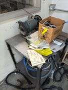 Steel Cart & Metal Shelving w/ Misc Parts