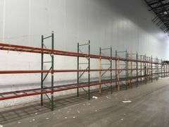 12ft Tall Pallet Racking w/ Wire Bottoms - (48) 8ft Crossbars (9) Uprights