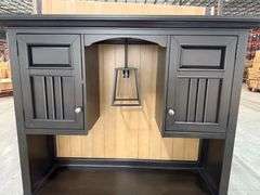 (2) Badcock Buffet w/ Hutch - Natural Wood/Black w/ Light & Felt Lined Drawers