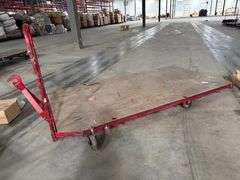 (5) 4ft x 8ft Steel Trolly Carts - With Forklift Slots & Heavy Duty Casters - Hook Up Like Train or Lift
