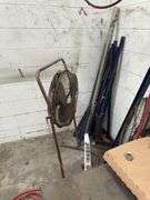 Global Powered Shop Table w/ Misc Tools & Hose Reel