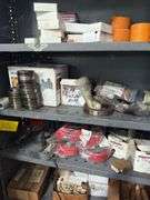 Steel Shelf Full of Bearings & Forklift Wheels
