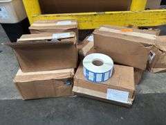 Huge Lot of - Blue Piggy Back Labels 3.5x2 Blue/White - 80K Labels