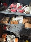Steel Shelf Full of Bearings & Forklift Wheels