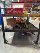 5ft x 3ft Steel Shop Table w/ Vise & Grinder