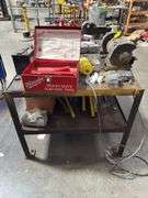 5ft x 3ft Steel Shop Table w/ Vise & Grinder