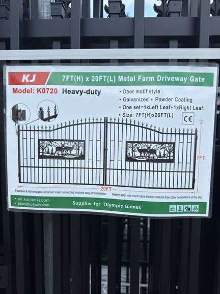 KJ - 7FT(H)x 20FT(L) Metal Farm Driveway Gate