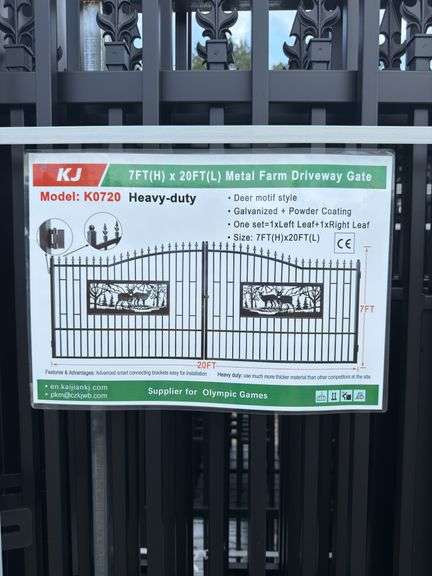 KJ - 7FT(H)x 20FT(L) Metal Farm Driveway Gate