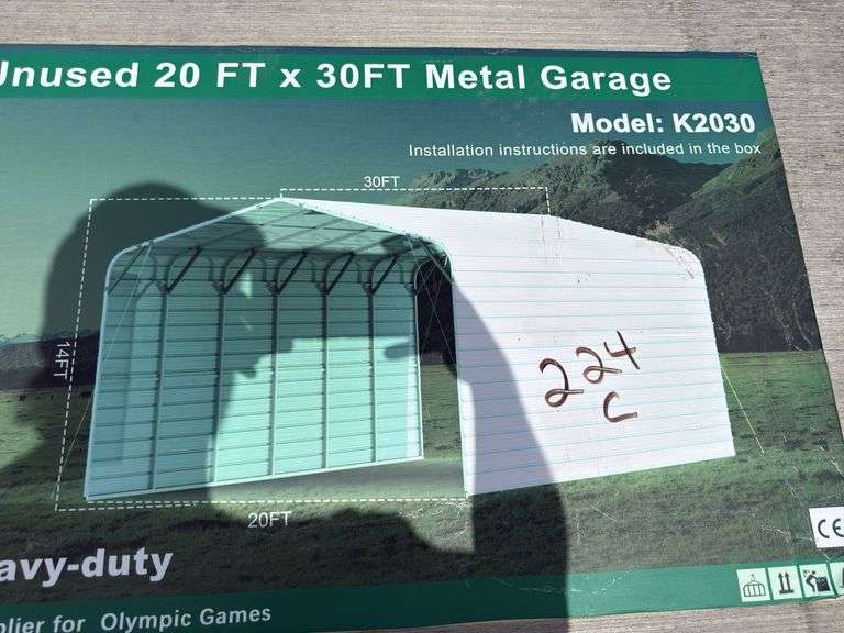 KJ - Unused 20 FT x 30FT Metal Garage