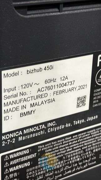 Konica Minolta bizhub 450i Multifunction Printer, Serial AC76011004737