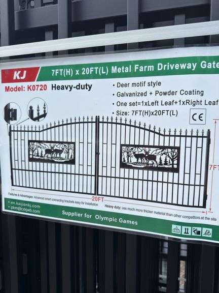 KJ - 7FT(H)x 20FT(L) Metal Farm Driveway Gate