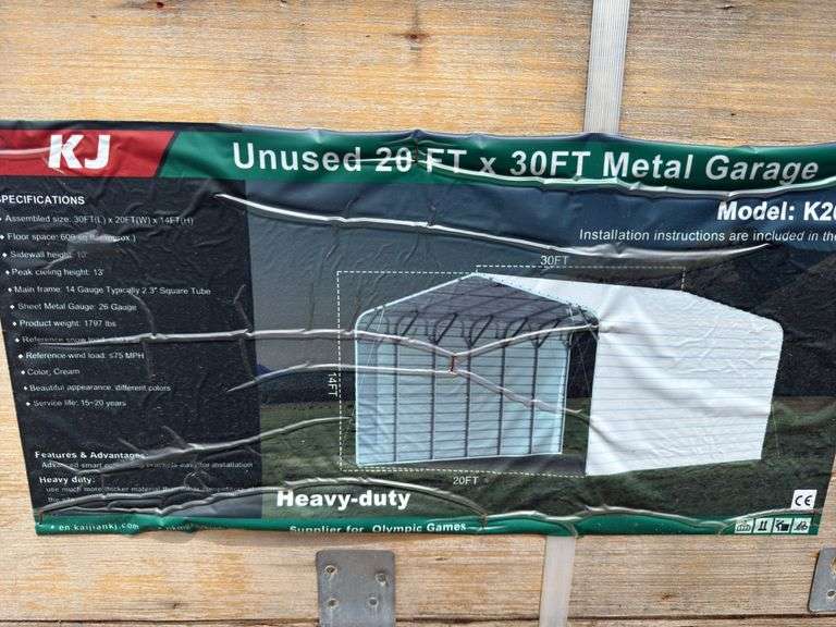 KJ - Unused 20 FT x 30FT Metal Garage