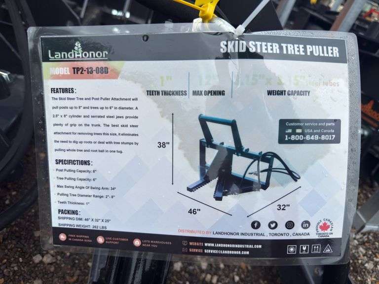 Skidsteer Tree Puller - 8in Post/6in Tree Capacity