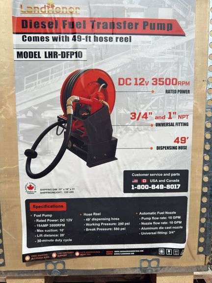Diesel Fuel Transfer Pump - 15GPM/49ft Hose Reel