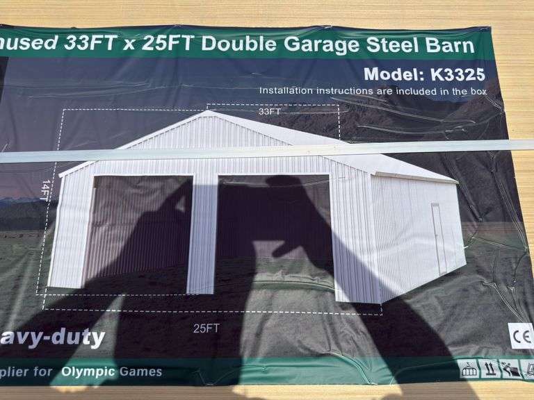 KJ - 33FTx25FT Double Garage Steel Barn
