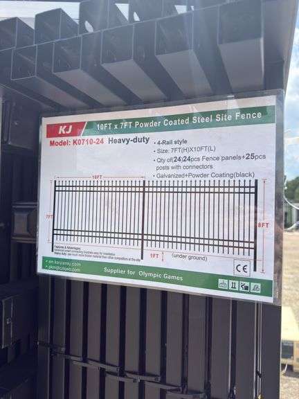 KJ - 10FT x 7FT Powder Coated Steel Site Fence