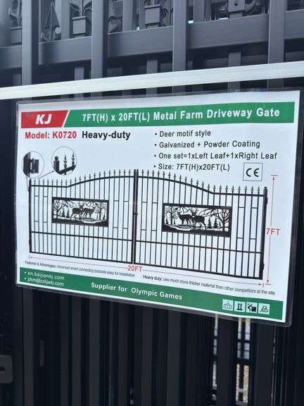 KJ - 7FT(H)x 20FT(L) Metal Farm Driveway Gate