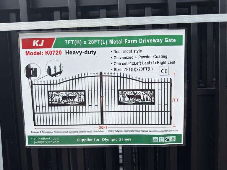KJ - 7FT(H)x 20FT(L) Metal Farm Driveway Gate