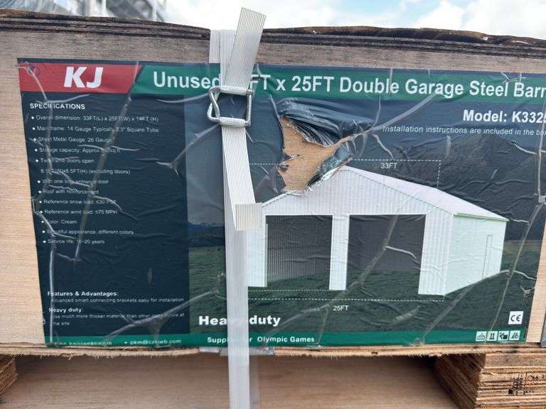 KJ - 33FTx25FT Double Garage Steel Barn