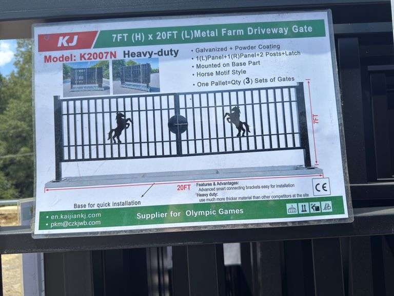 KJ - 7FT(H)x 20FT(L) Metal Farm Driveway Gate