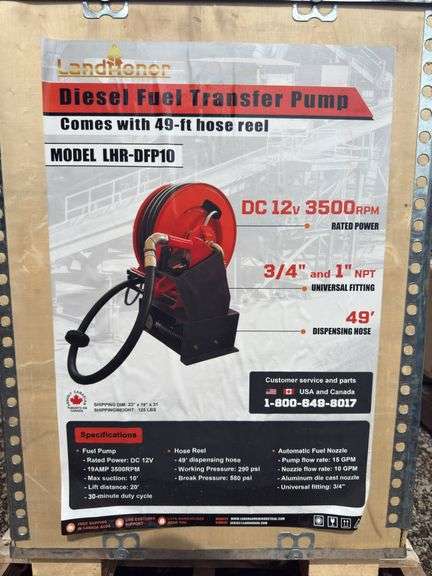 Diesel Fuel Transfer Pump - 15GPM/49ft Hose Reel