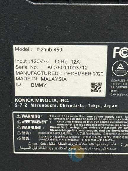 Konica Minolta bizhub 4501i Multifunction Printer, Serial AC7601003712