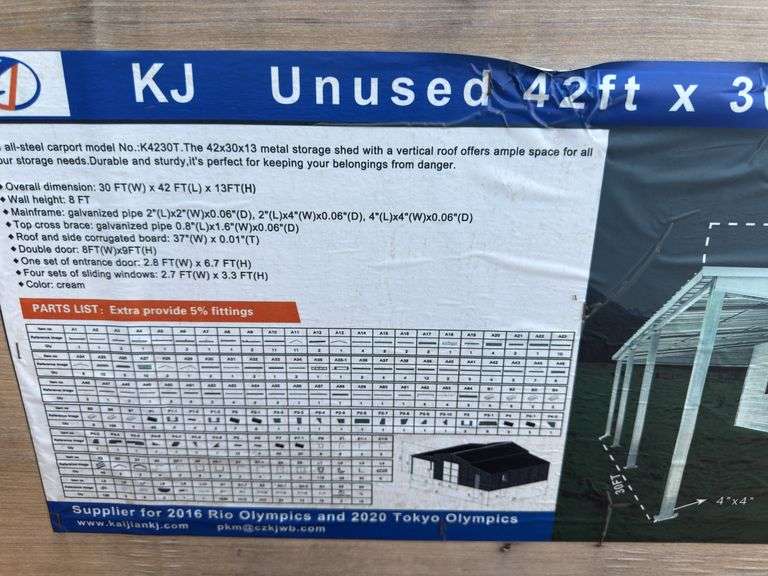 KJ - 42FT x 30FT Metal Storage Shed