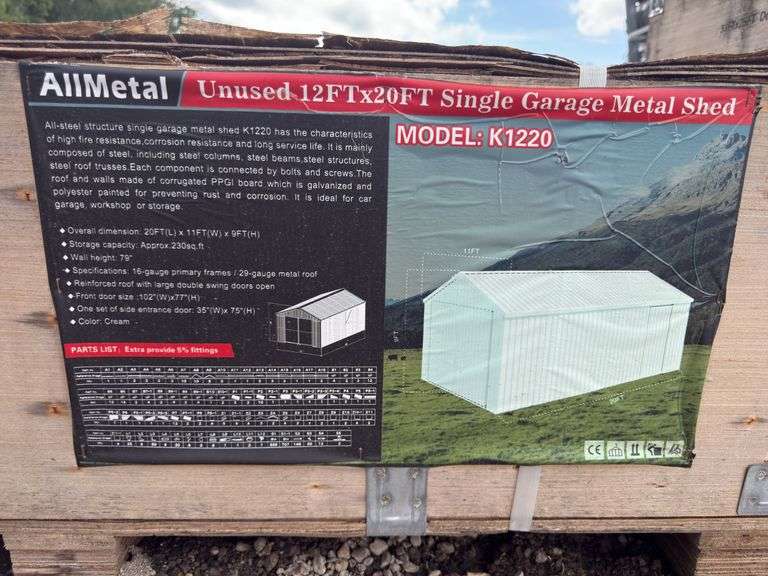 Unused 12x20ft Single Garage Shed