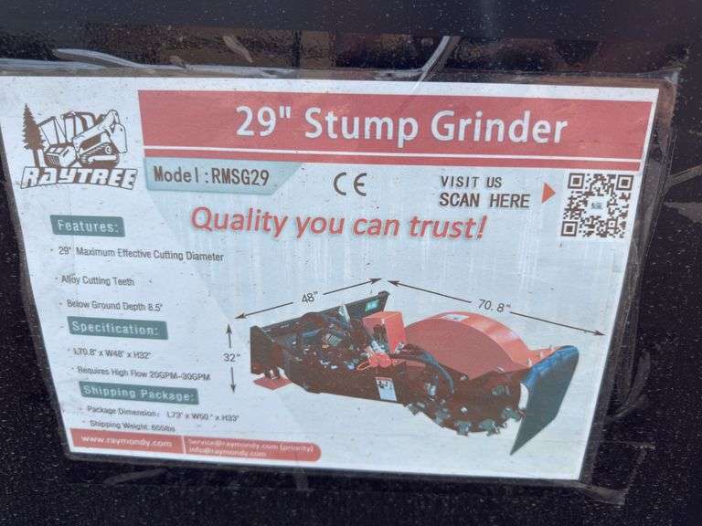 Raytree Skidsteer RMSG29 Stump Grinder - 24" Wheel with 24 Cutting Teeth