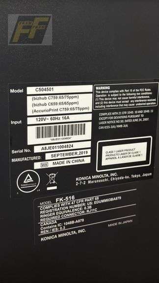 Konica Minolta bizhub C759 with Complete Meter Data