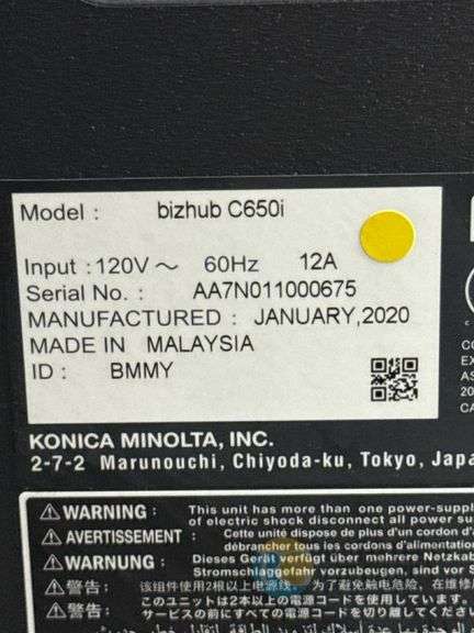 Konica Minolta bizhub 360i Multifunction Printer, Serial AC7701003420