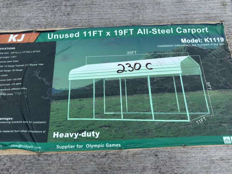 KJ - 11FTx19FT All-Steel Carport