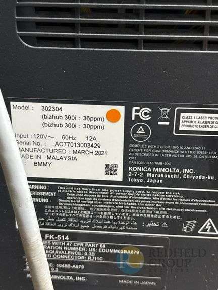 Konica Minolta bizhub C650i Multifunction Printer, Serial AA7P011007653
