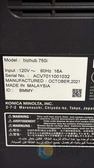 Konica Minolta bizhub 750i Multifunction Printer/Copier, Serial: ACV7011001032 w/finisher/stapler