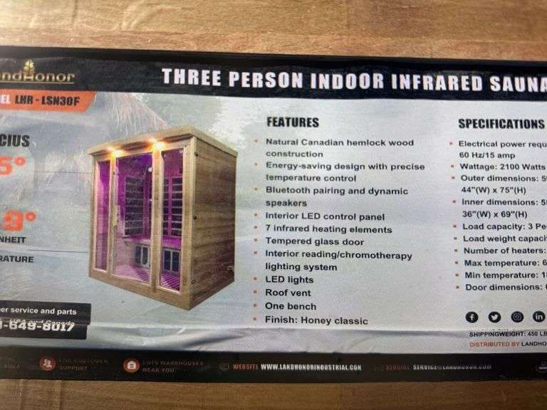 Three Person Indoor Infrared Sauna - 2100 Watts image