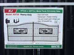 KJ - 7FT(H)x 20FT(L) Metal Farm Driveway Gate