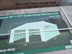 KJ - 45FTx25FT Double Garage Steel Barn Shed