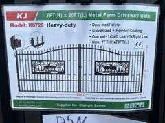 KJ - 7FT(H)x 20FT(L) Metal Farm Driveway Gate