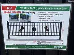 KJ - 7FT(H)x 20FT(L) Metal Farm Driveway Gate