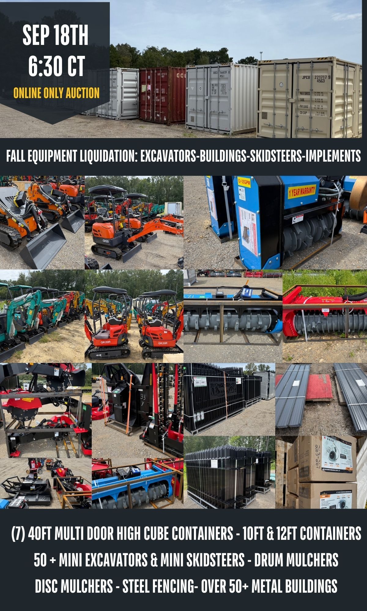 Fall Equipment Liquidation: Excavators, Implements & Metal Buildings featured photo 1