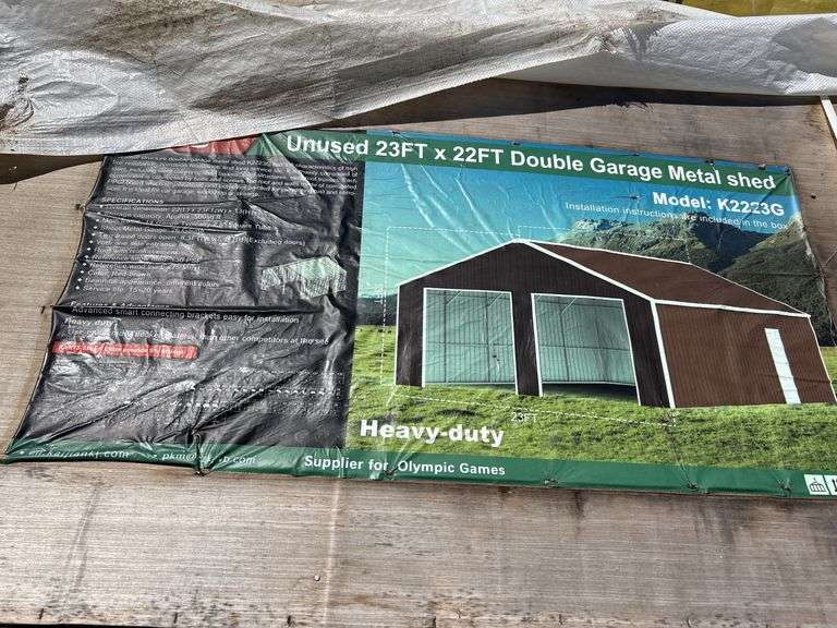 23FT x 22FT Double Garage Metal Shed - Red-Brown image
