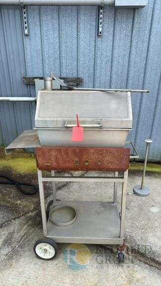 Stainless Steel Charcoal Grill with Side Shelves and Chimney image