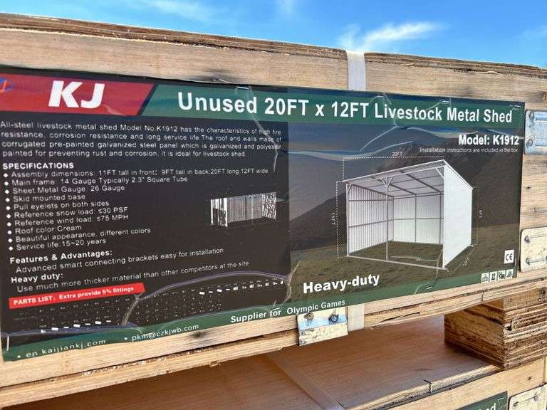 20FT x 12FT Livestock Metal Shed with Skid Base image
