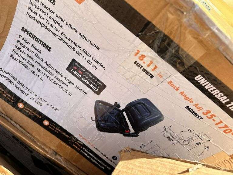 Universal Tractor Seat LHR-TS18 - 18" Width Adjustable Back image