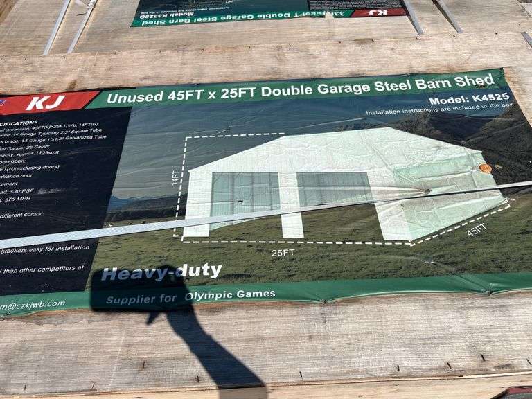 45FT x 25FT Double Garage Steel Barn Shed - Cream image