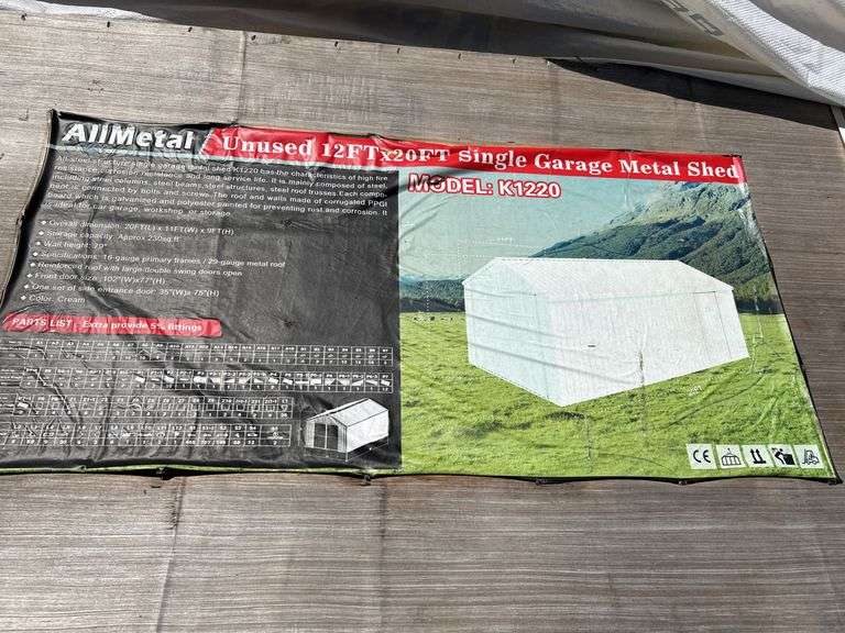 12FT x 20FT Single Garage Metal Shed with Double Doors image