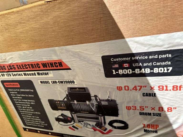 20000 LBS Electric Winch LHR-EW20000 - 7.8HP 12V Motor image