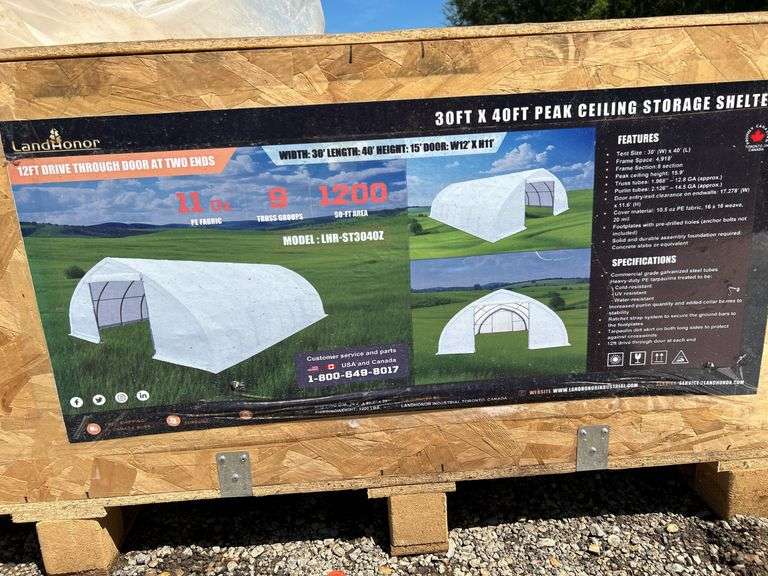 30ft x 40ft Peak Ceiling Storage Shelter LHR-ST3040 - 15.9' Height image