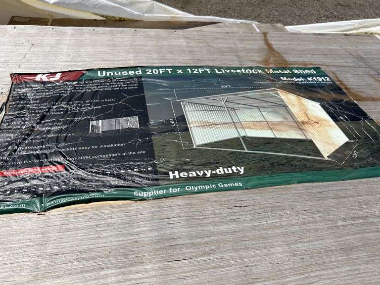 20FT x 12FT Livestock Metal Shed with Skid Base image