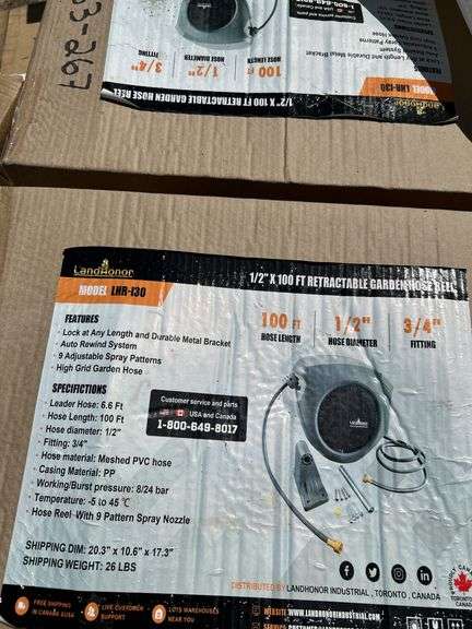 Retractable Garden Hose Reel LHR-I30B - 100ft 9 Pattern Spray Nozzle image